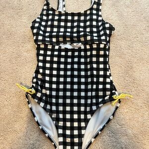 Kids Swim Black and White Checkered Swimsuit